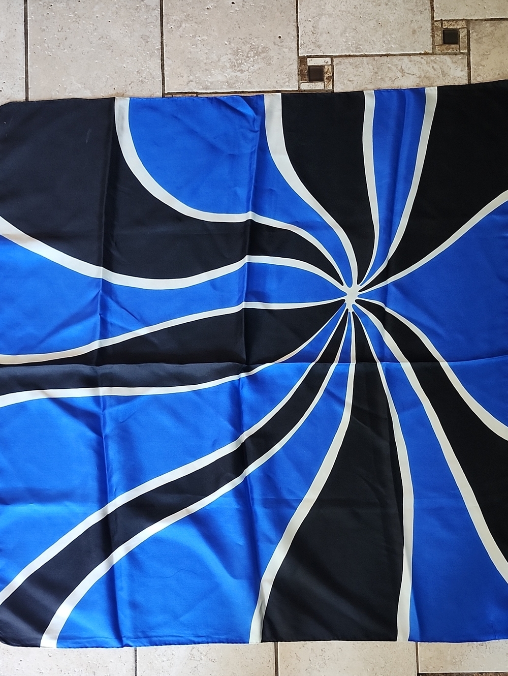 Made In France Bold Blue & Black Swirl Silk Square Scarf
